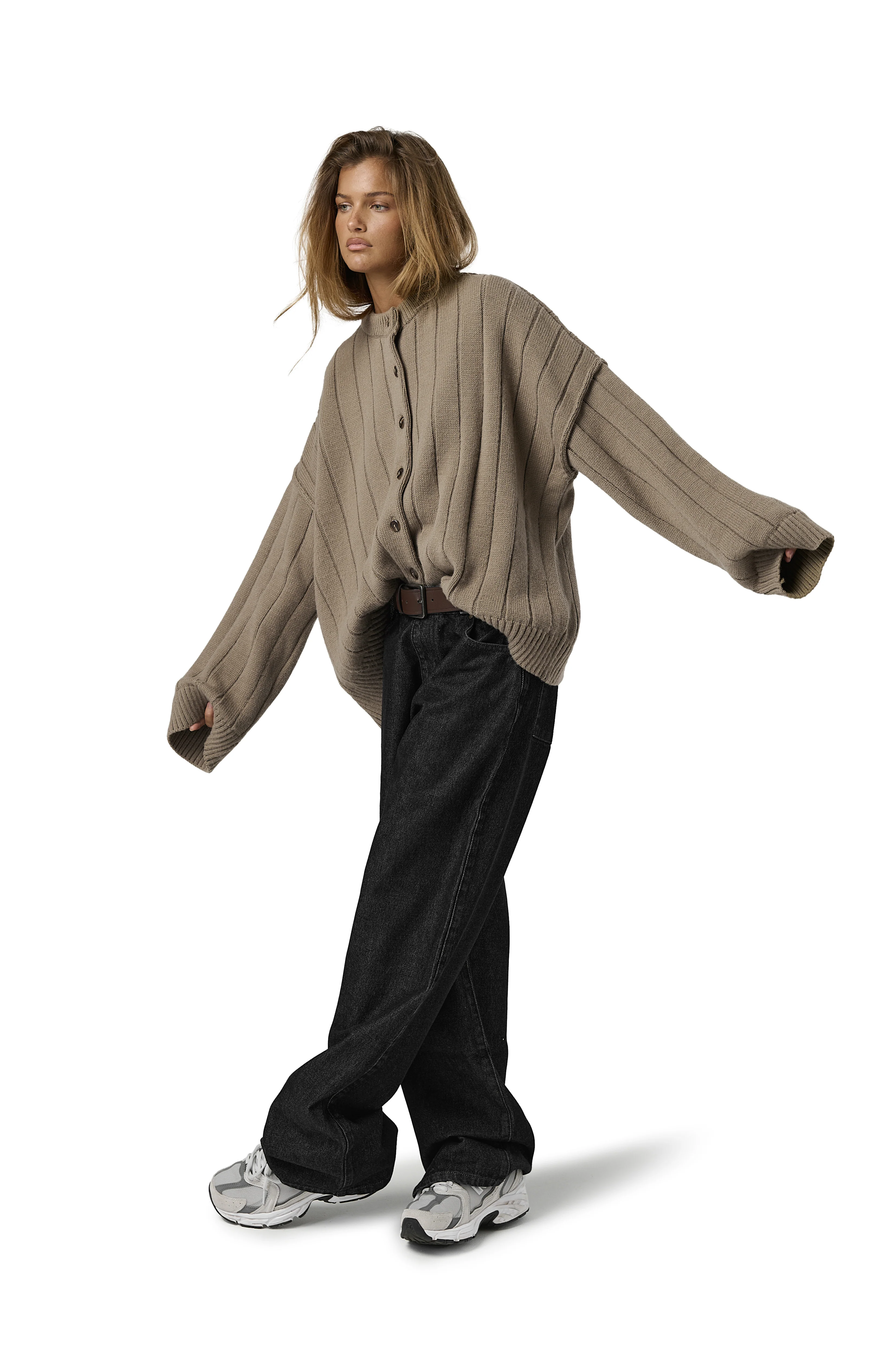 Bryant Button Cardigan in Beige - Image 3