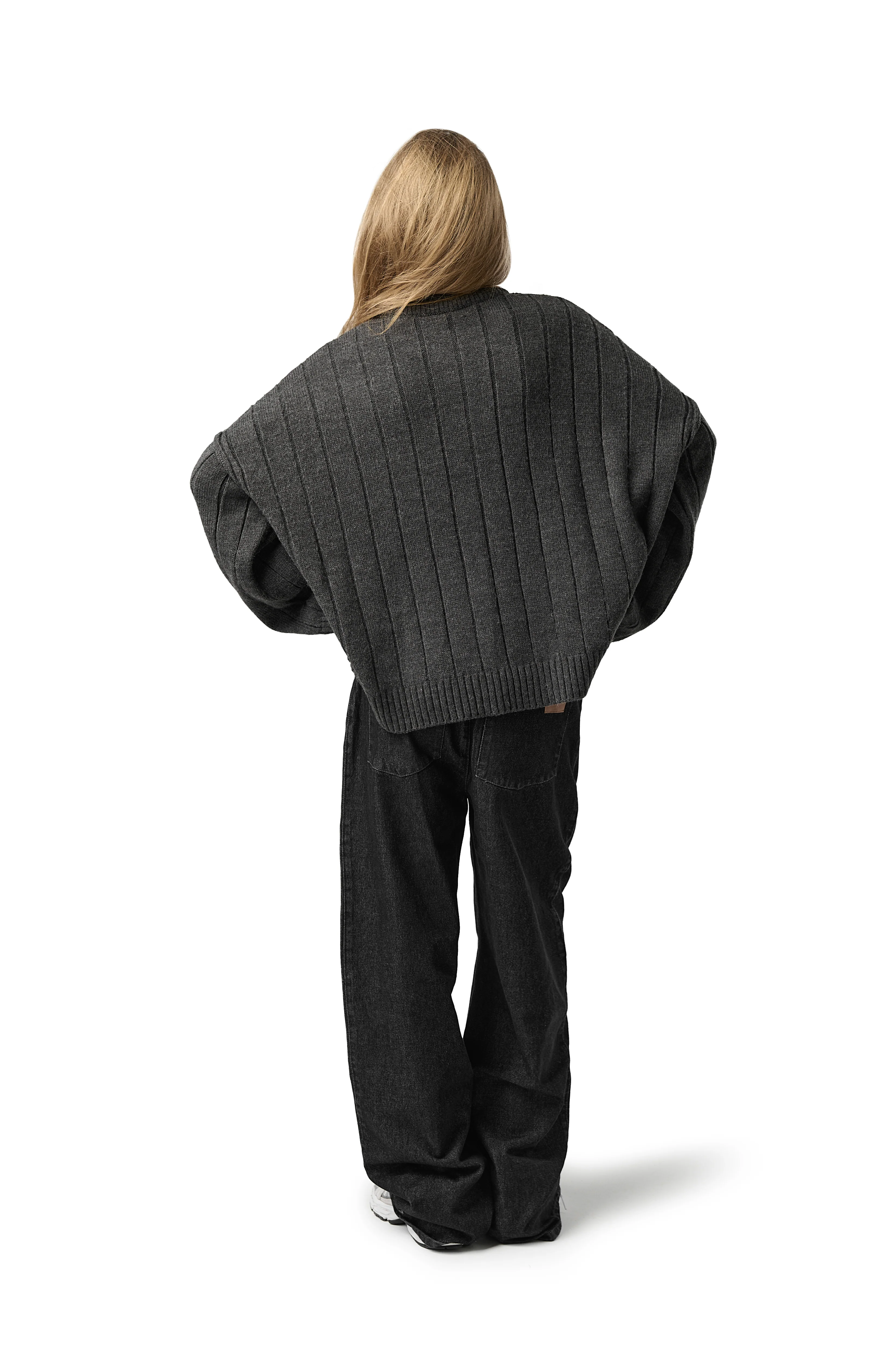 Bryant Button Cardigan in Charcoal - Image 5