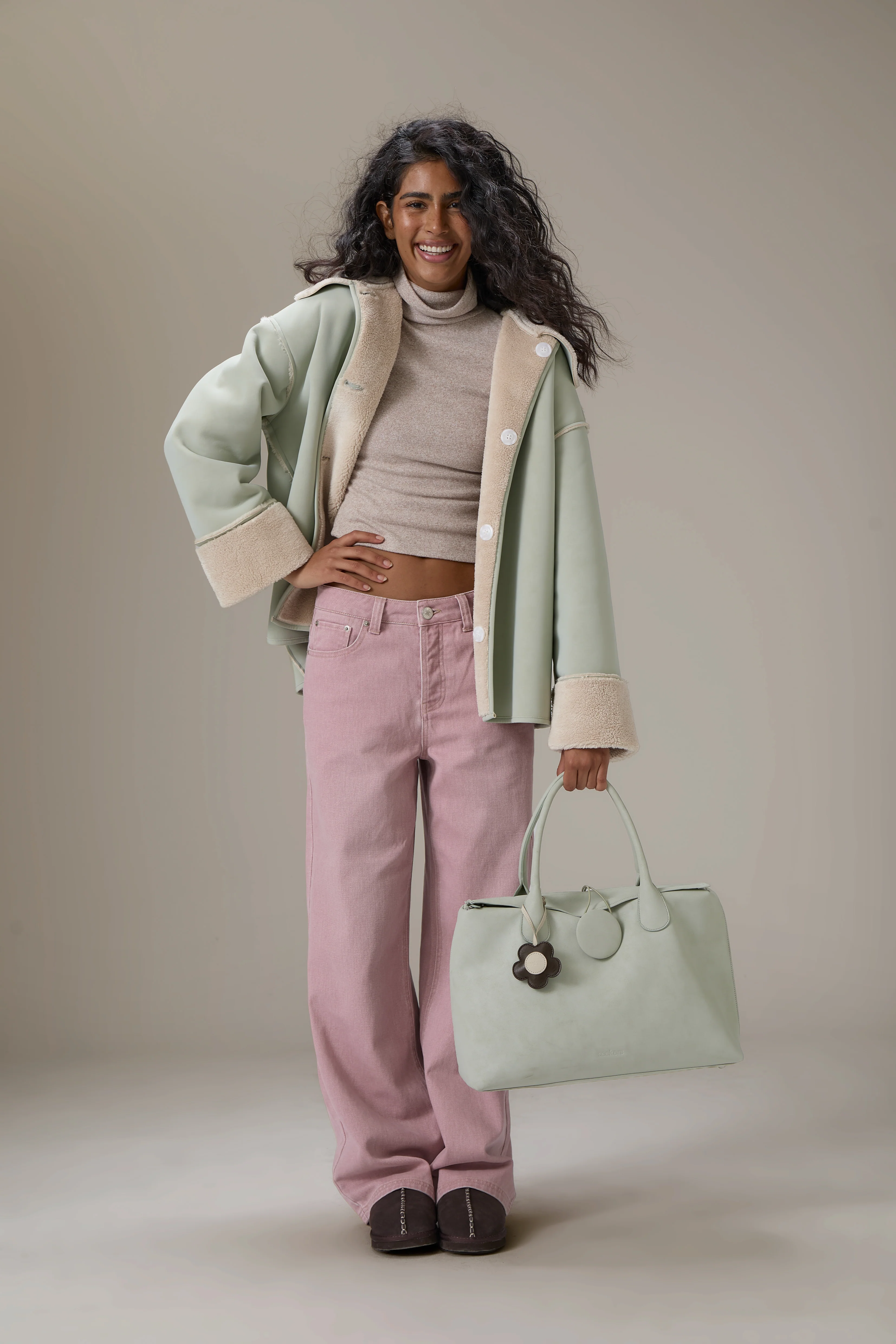 Mopsy Wide Leg Jeans in Washed Pink - Image 5