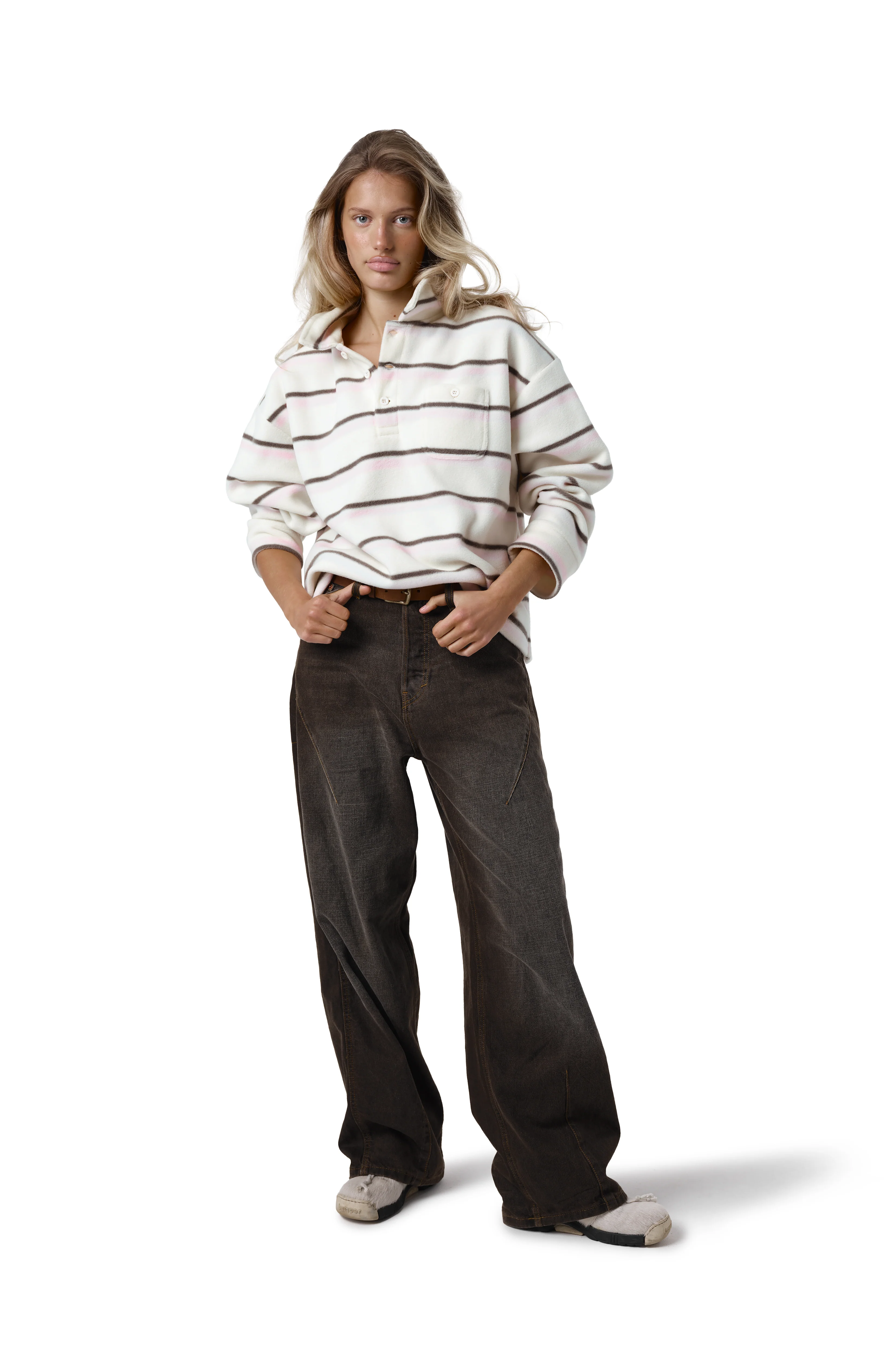 Folk Fleece Shirt in Bunny Stripe - Image 4