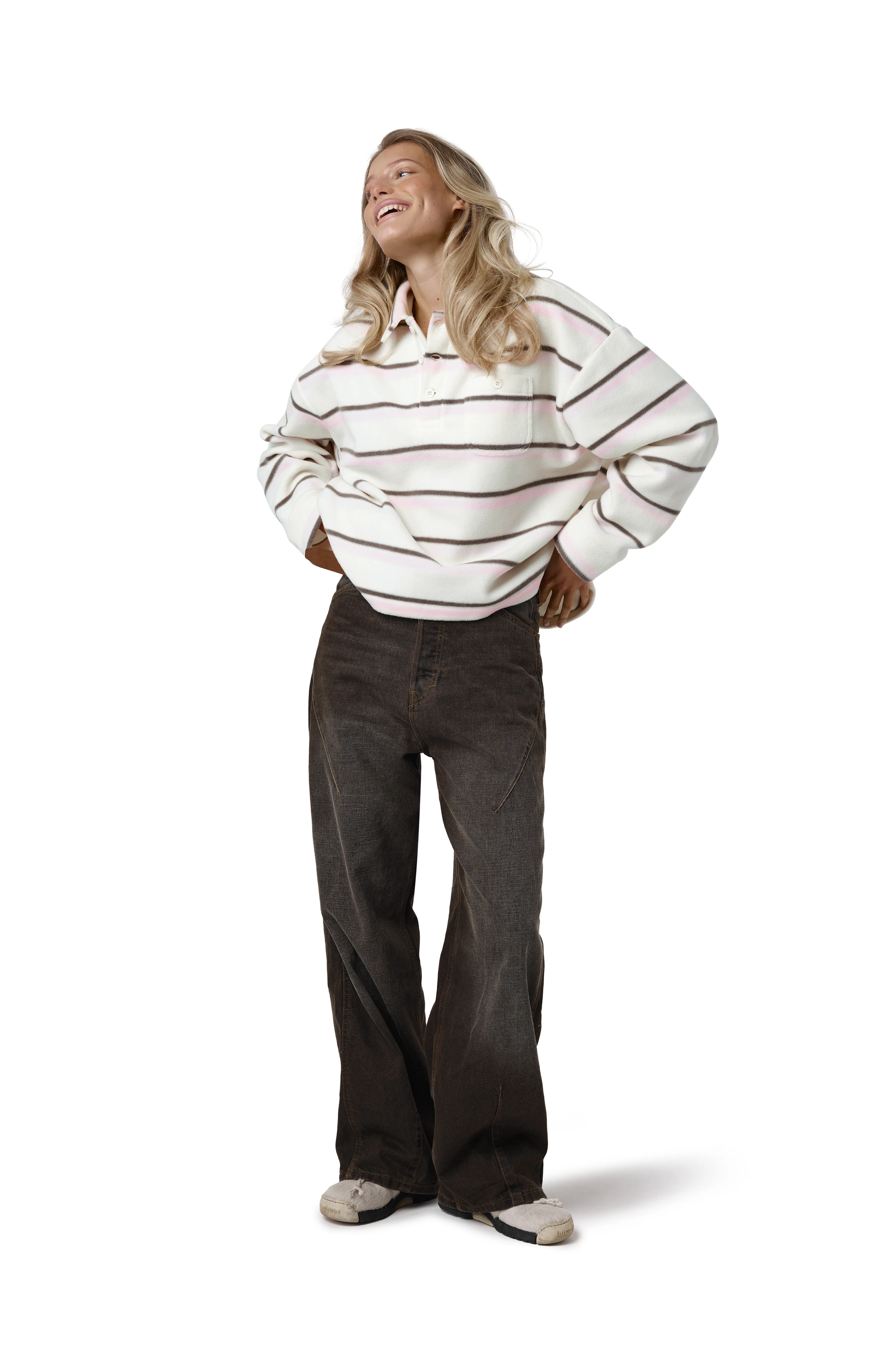 Folk Fleece Shirt in Bunny Stripe - Image 9