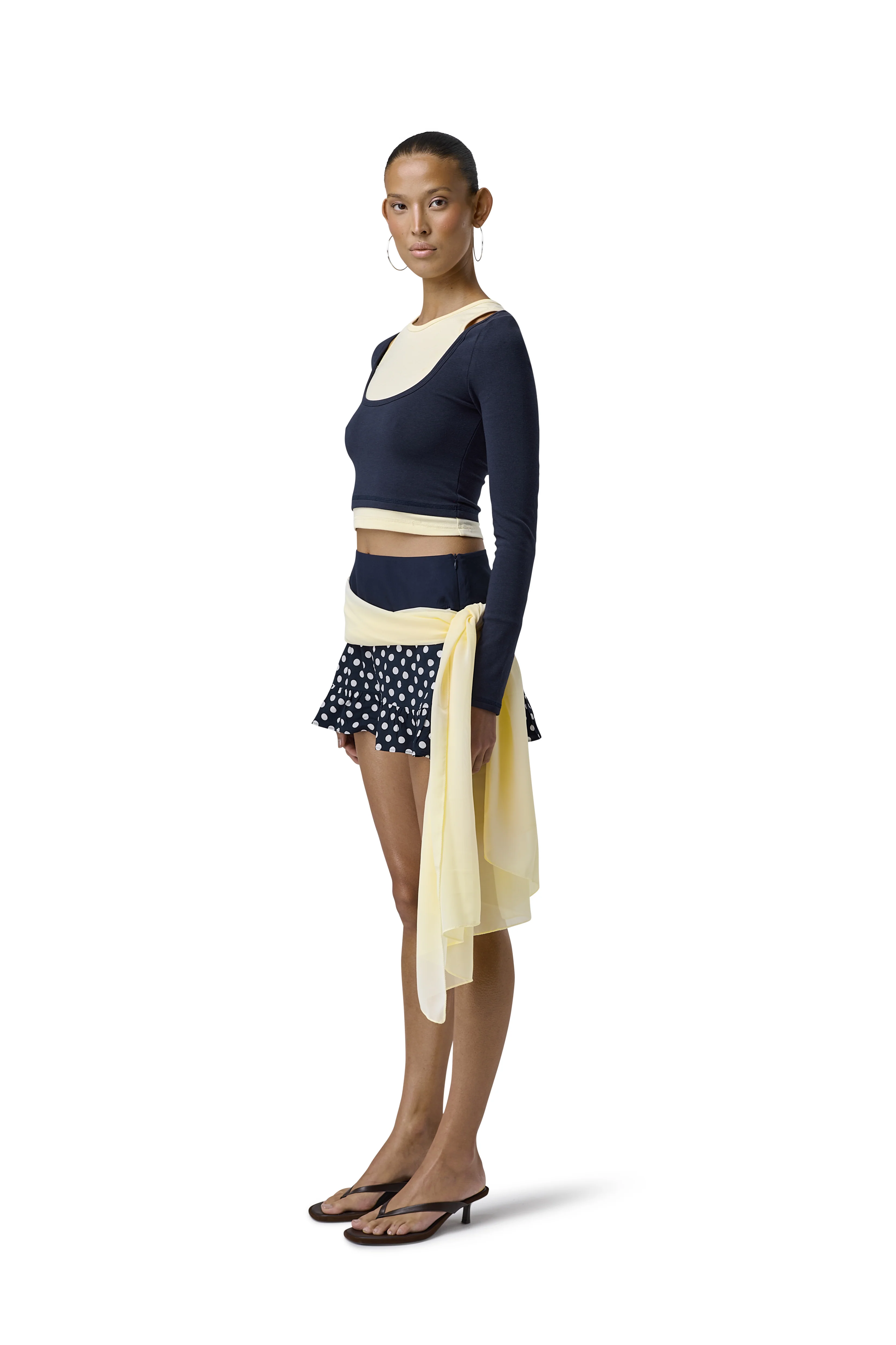 Huggie Layered Long Sleeve Top in Navy - Image 5