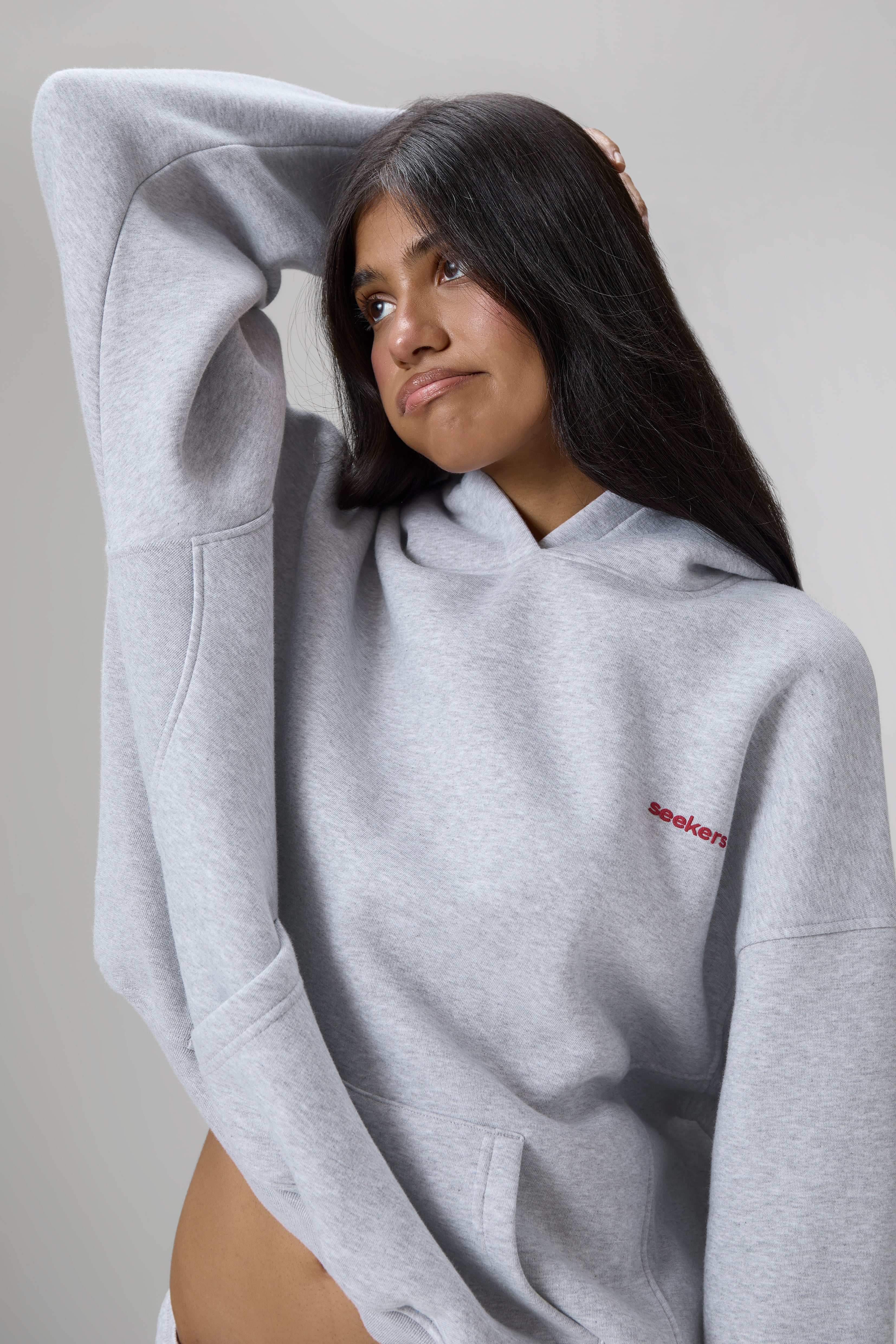 Seekers Brand Hoodie in Grey Melange - Image 3