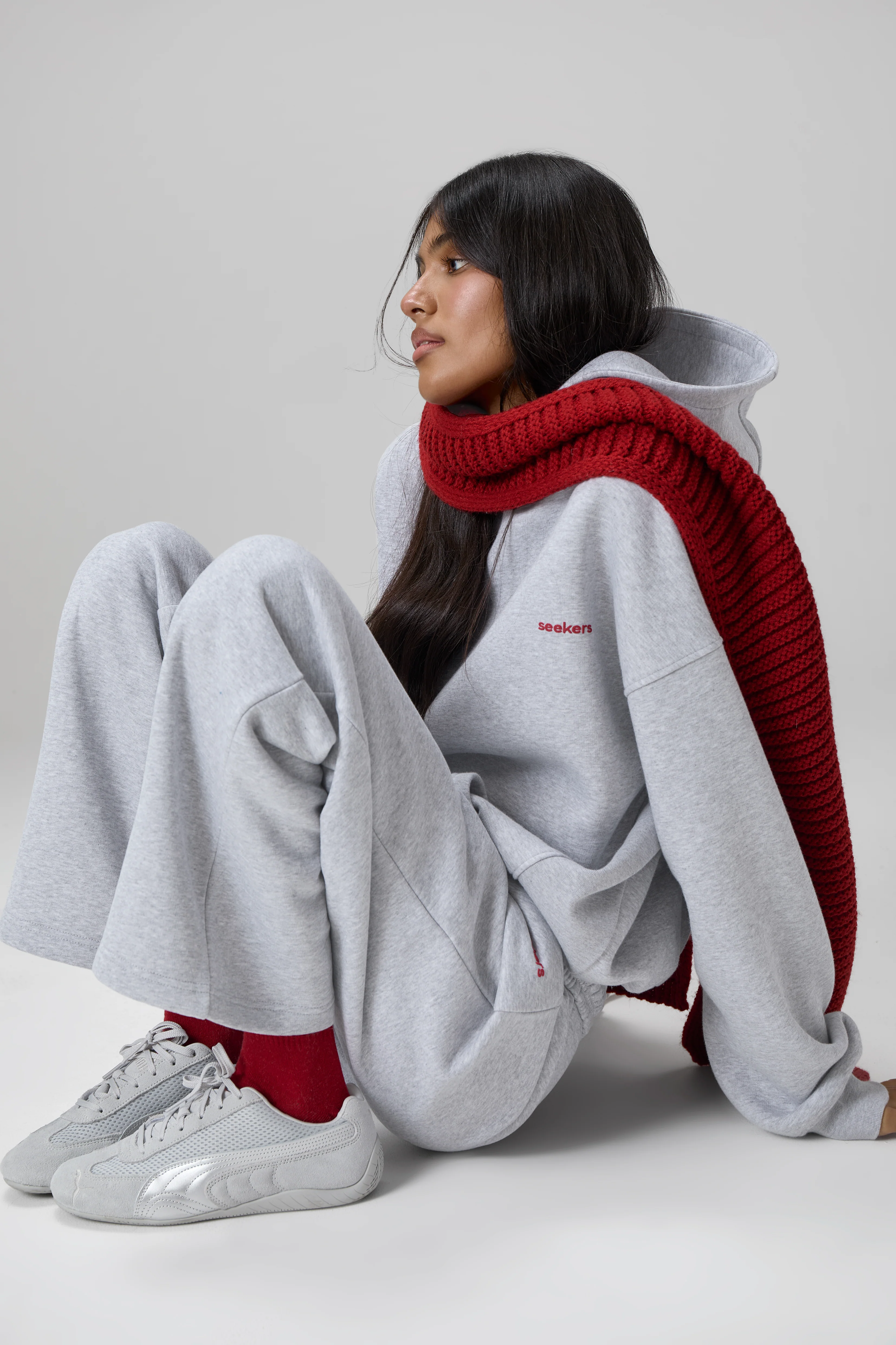 Seekers Classic Wide Leg Sweatpants in Grey Melange - Image 3