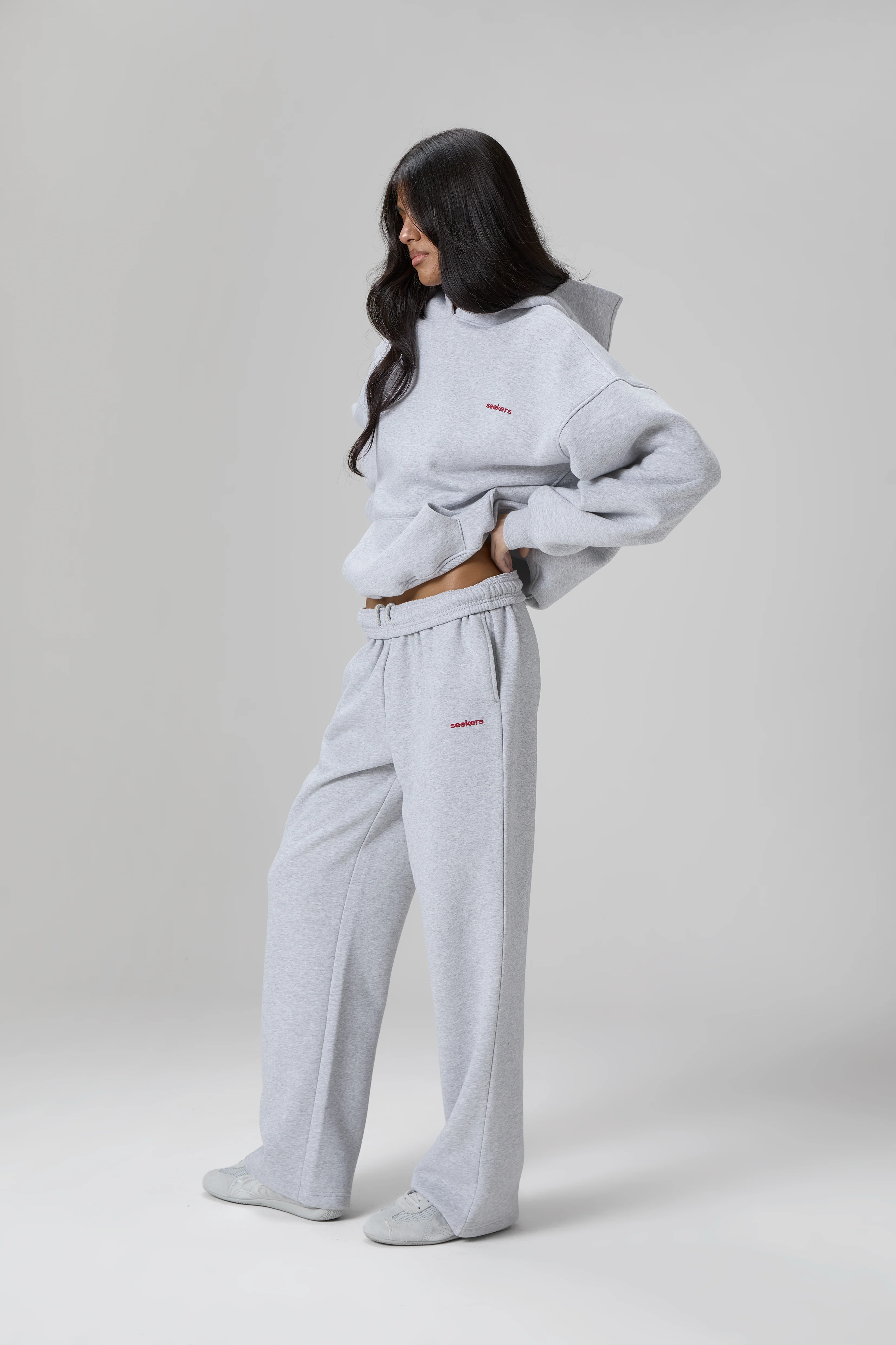 Seekers Classic Wide Leg Sweatpants in Grey Melange - Image 5