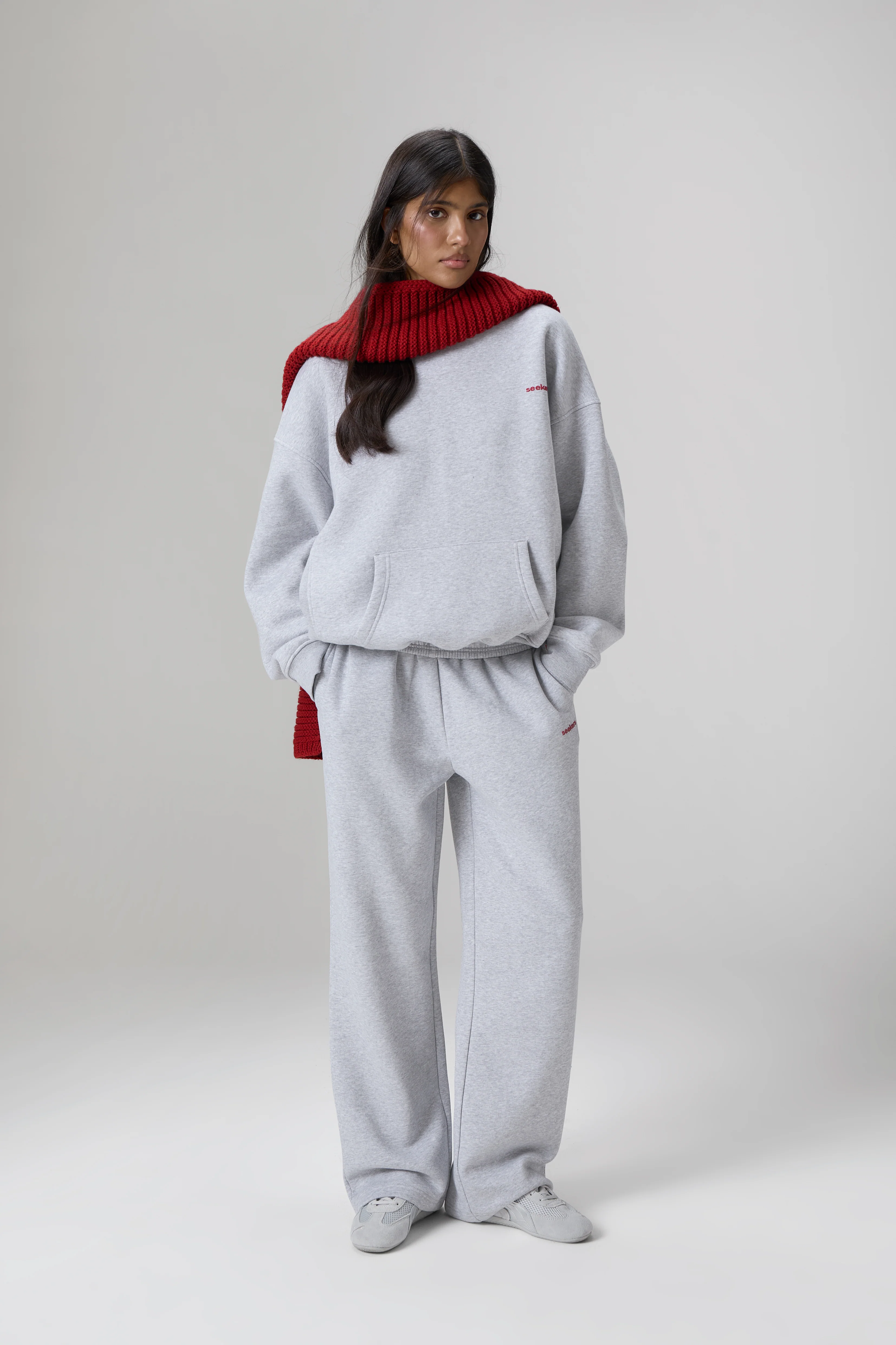 Seekers Classic Wide Leg Sweatpants in Grey Melange - Image 6