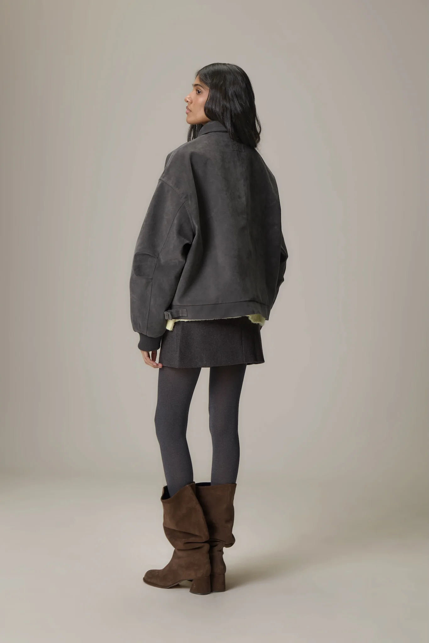Martha Faux Suede Jacket in Dark Grey - Image 8