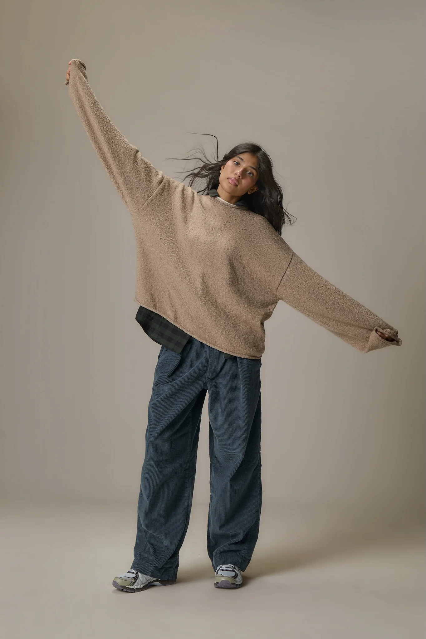 Parker Layered Knit Jumper in Beige - Image 3