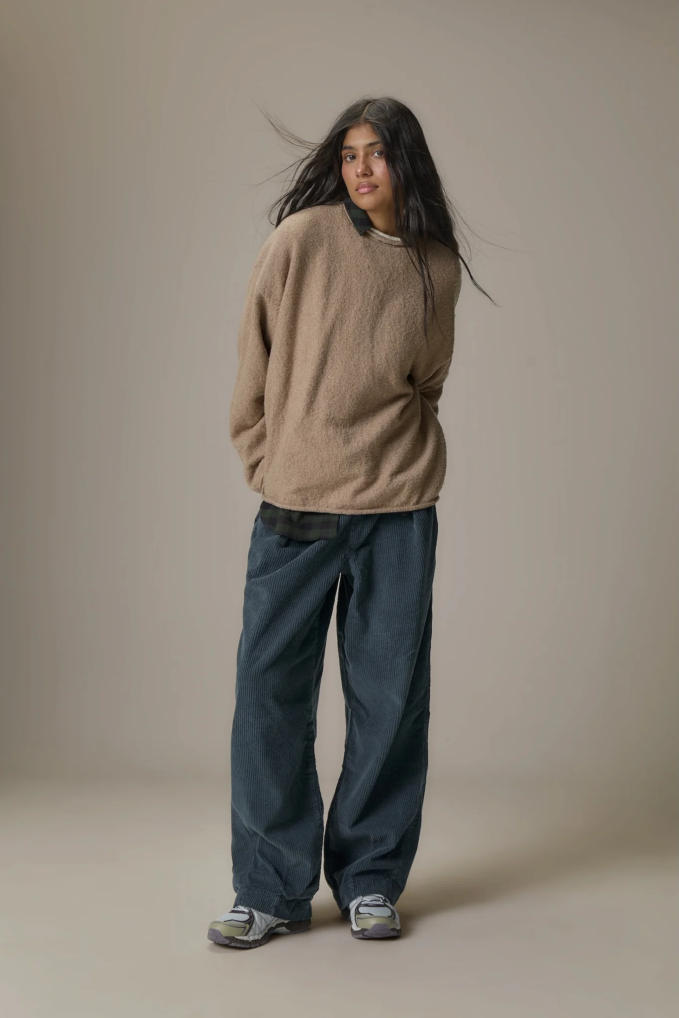 Parker Layered Knit Jumper in Beige - Image 4