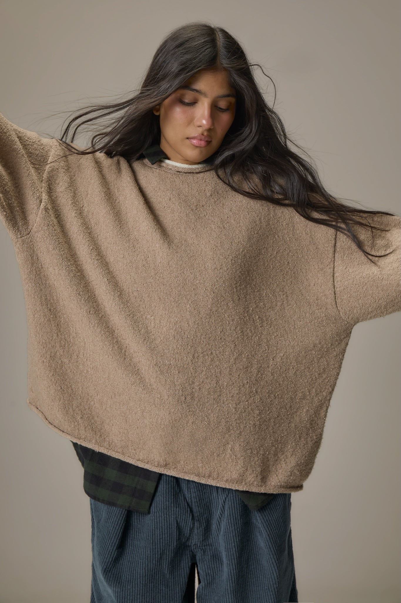 Parker Layered Knit Jumper in Beige - Image 5
