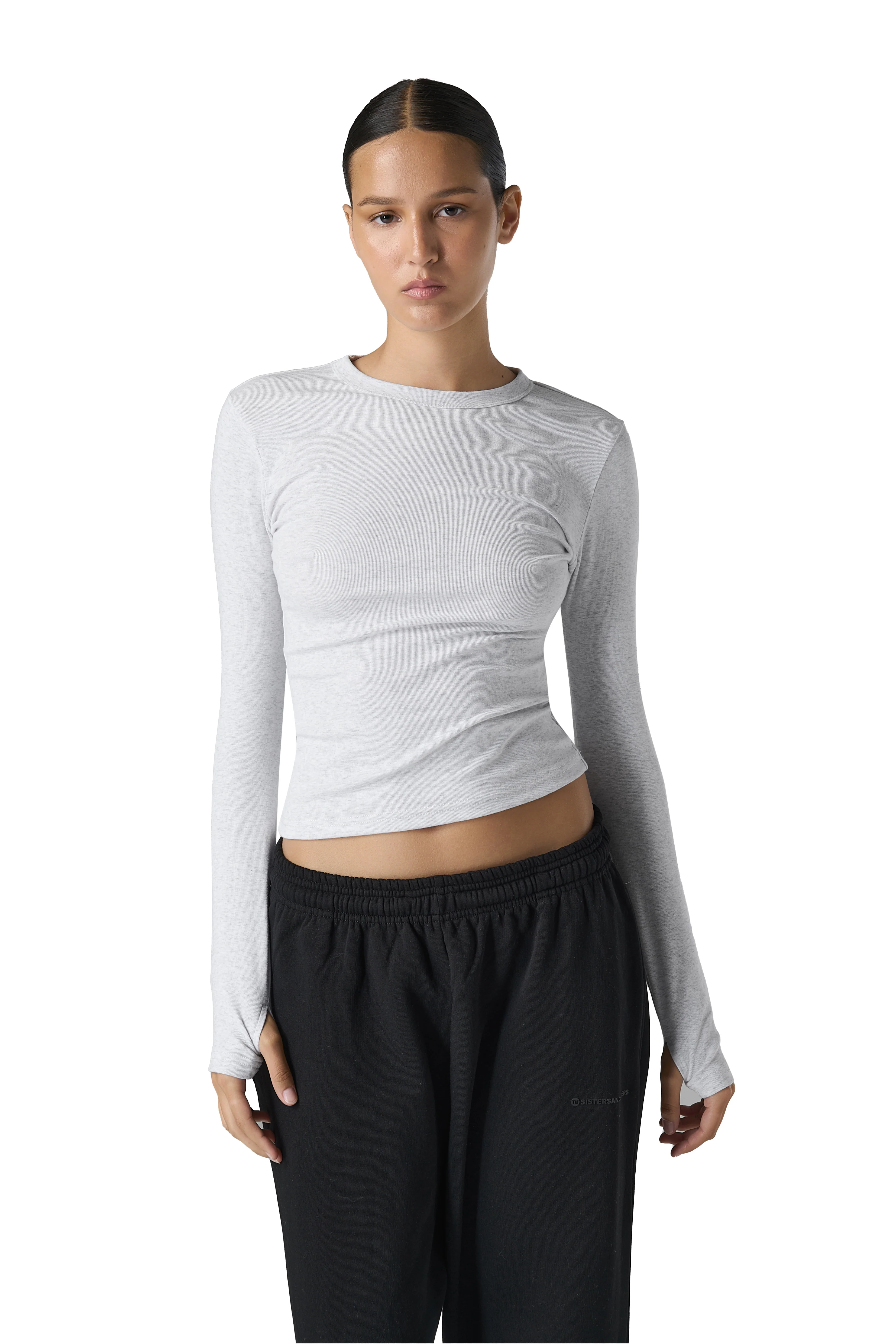 Peep Long Sleeve Top in Passive - Image 3