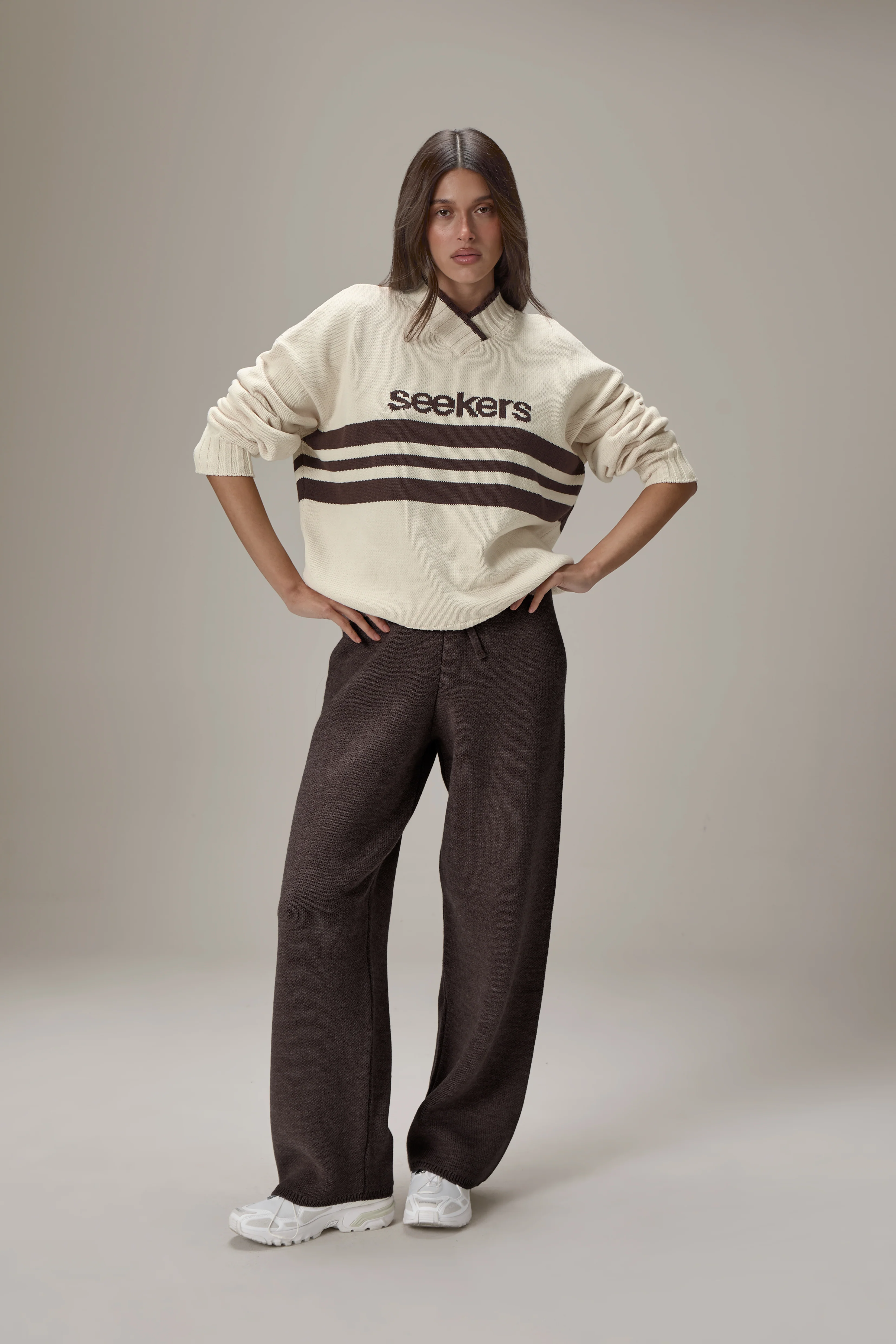 Peggy Logo Knit Sweater in Cream - Image 4