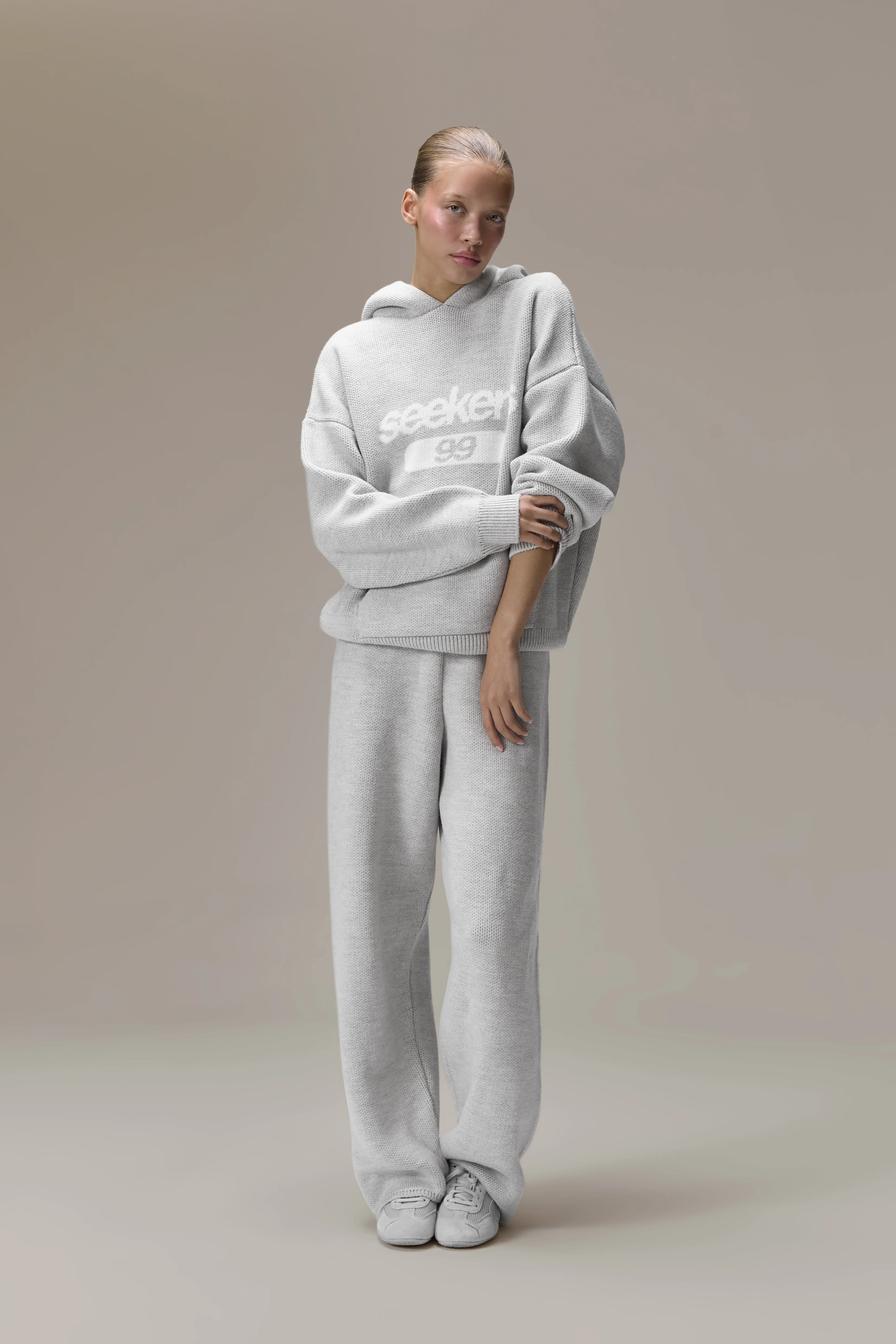 Seekers 99 Knit Hoodie in Soft Grey - Image 6