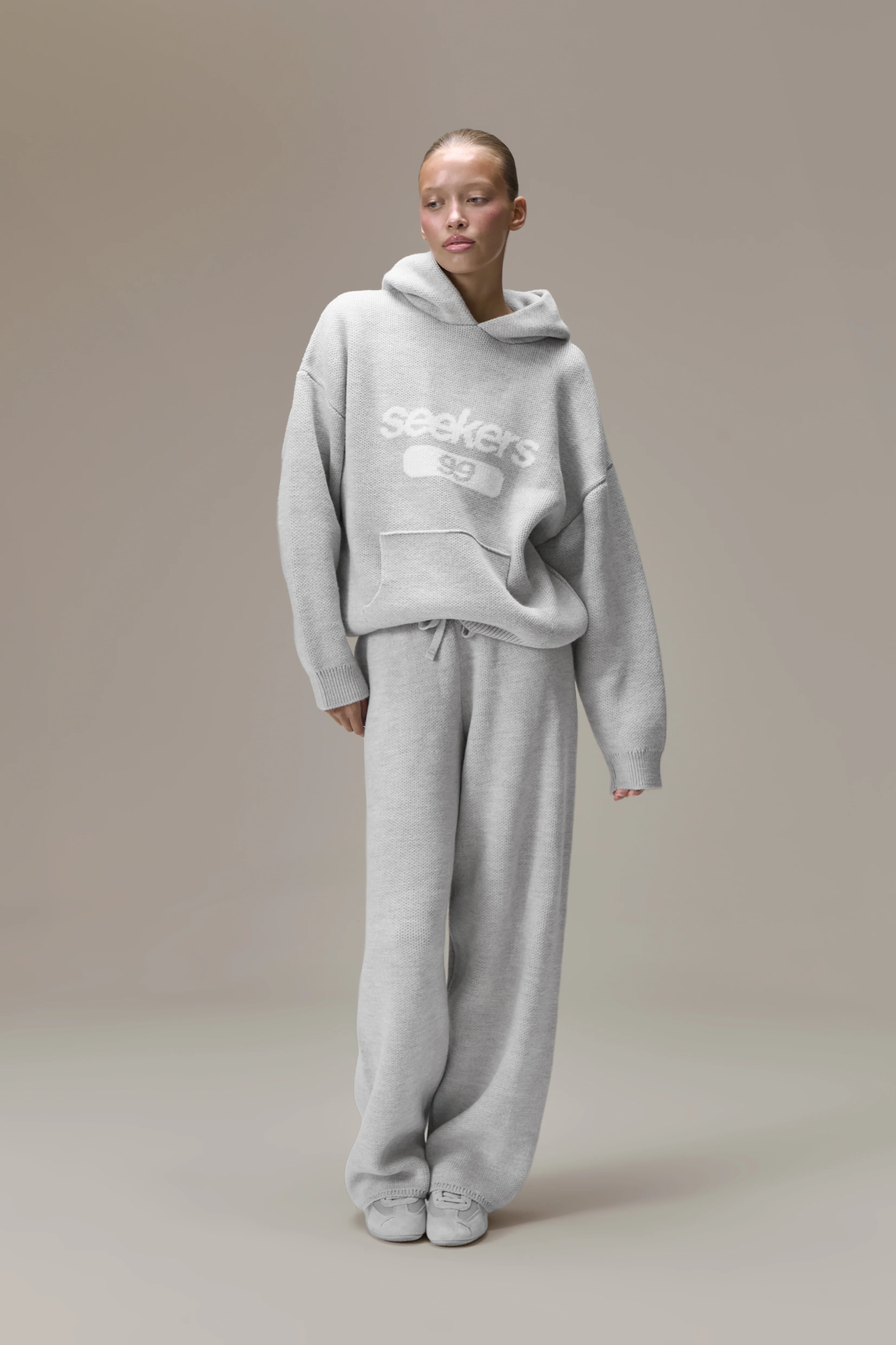 Seekers 99 Knit Hoodie in Soft Grey - Image 8