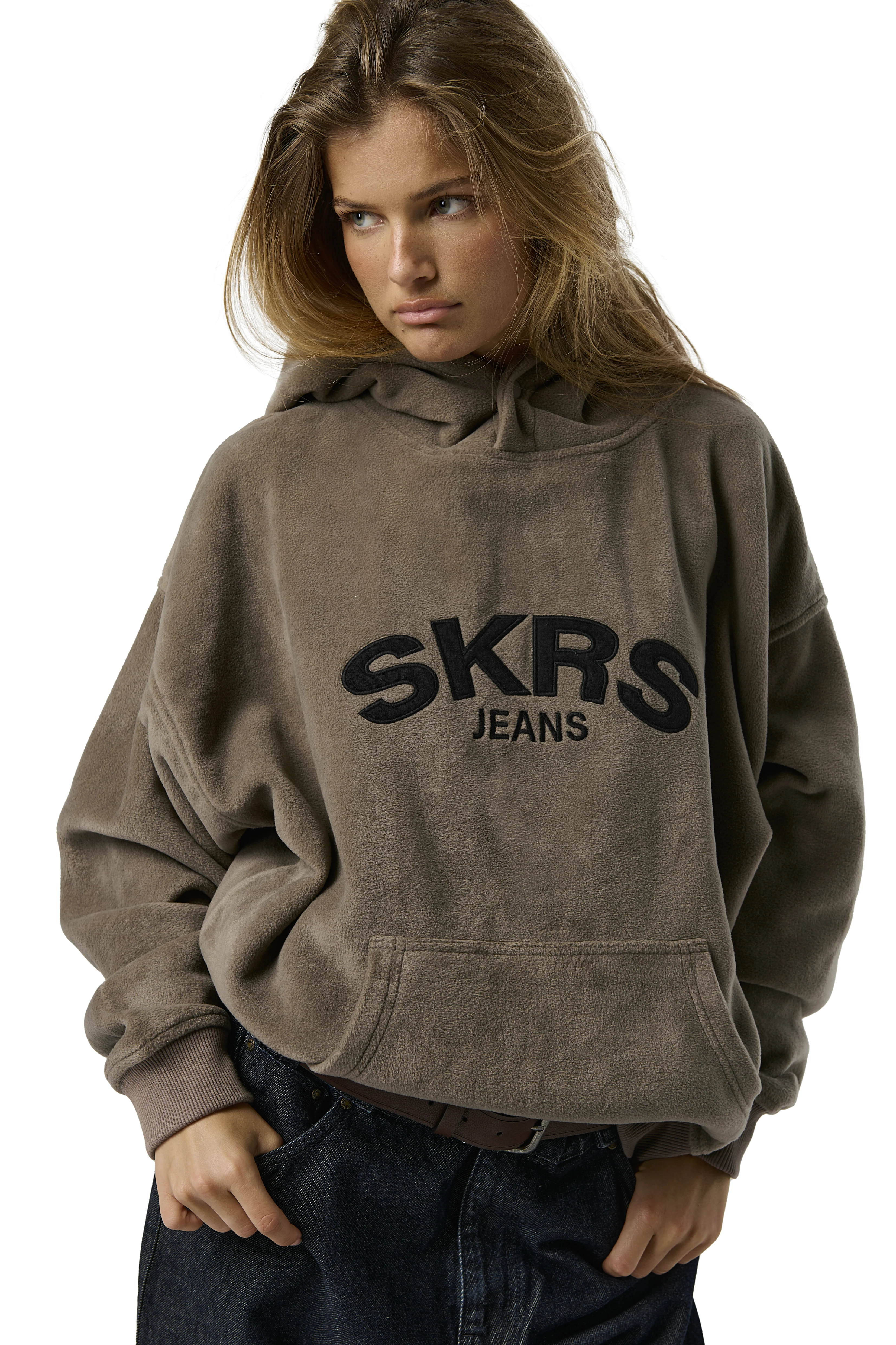 SKRS Fleece Hoodie in Otter - Image 3