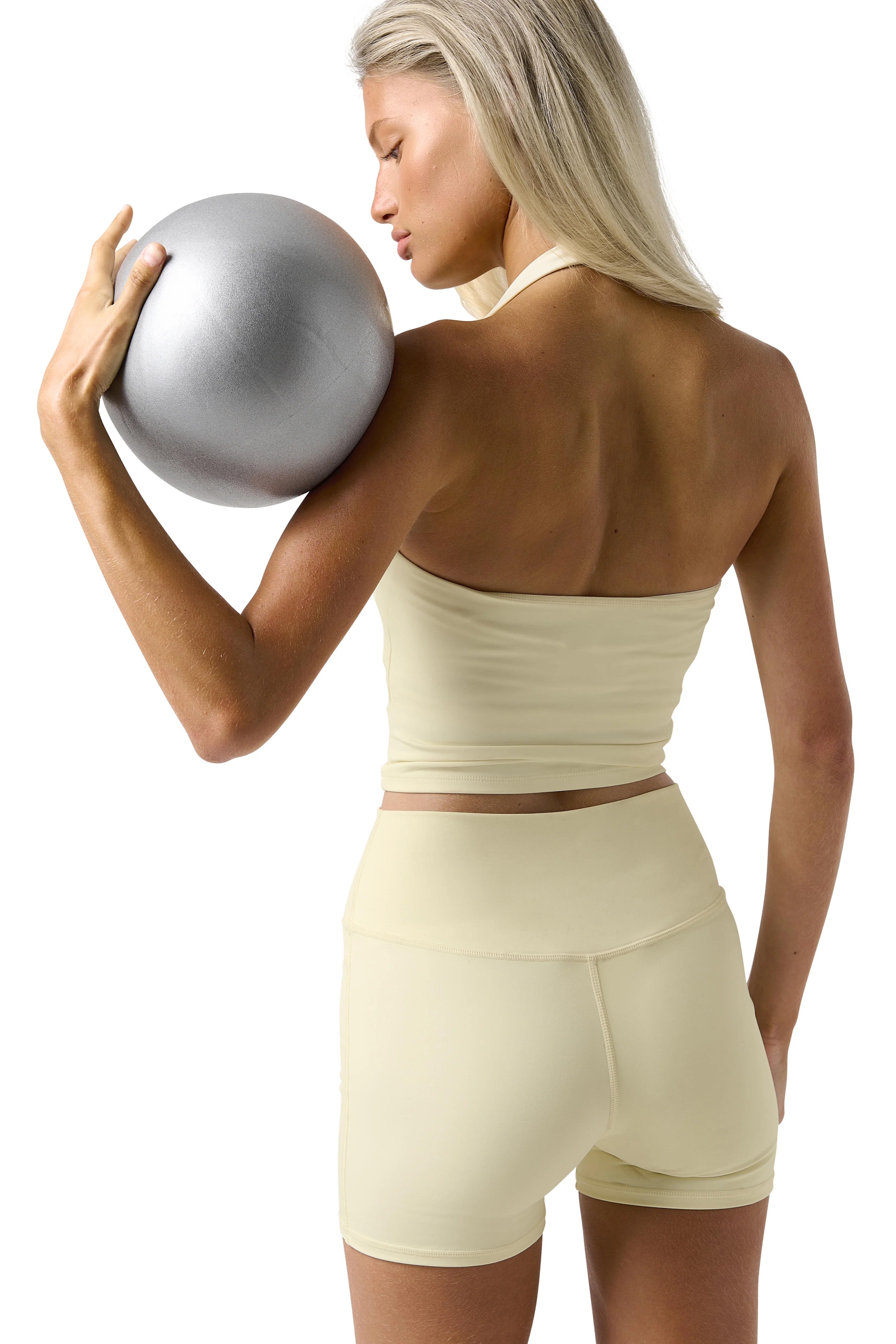 Soft Active Halter Top in Butter Yellow - Image 4