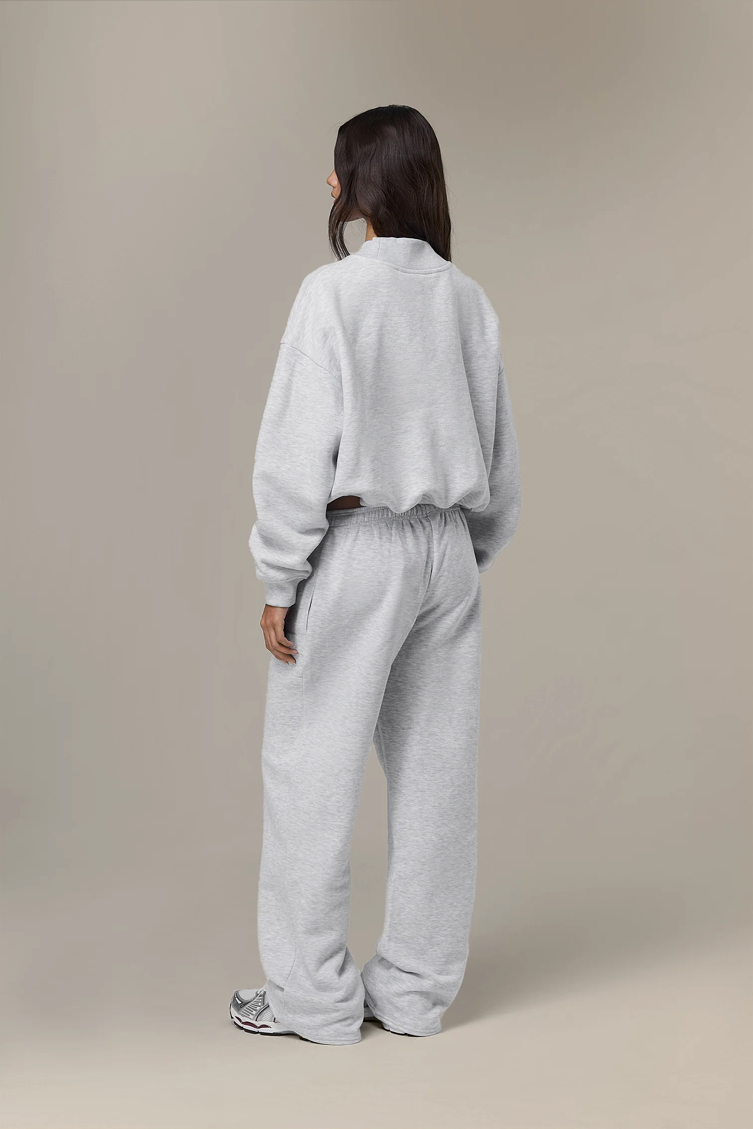 Trademark V Neck Shrunken Sweatshirt in Passive - Image 4