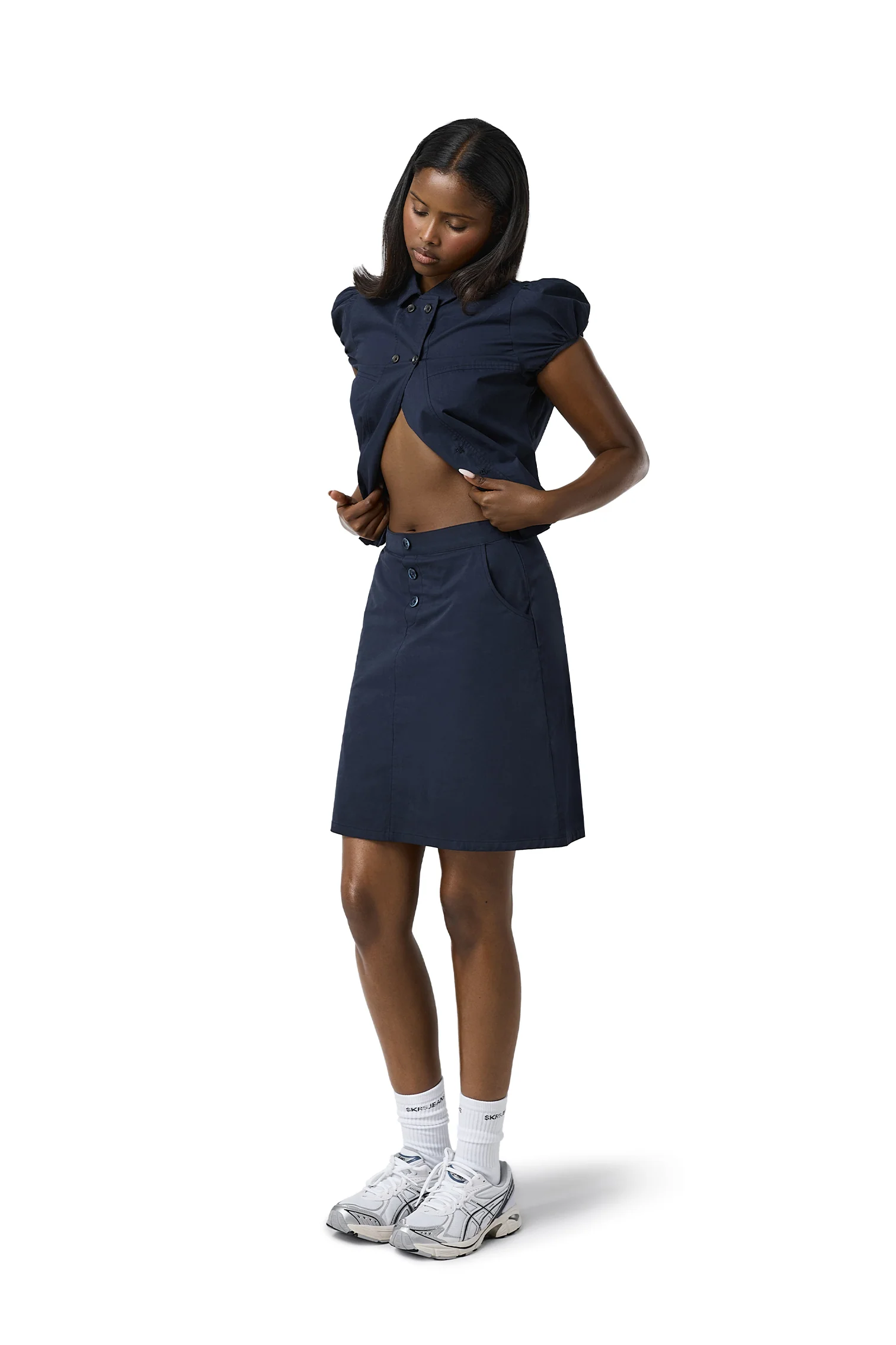 Wendy Poplin Skirt in Navy - Image 3